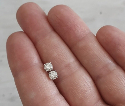1 kt TW echte zertifizierte runde Moissanit Solitär Ohrstecker 14 K Weißgold