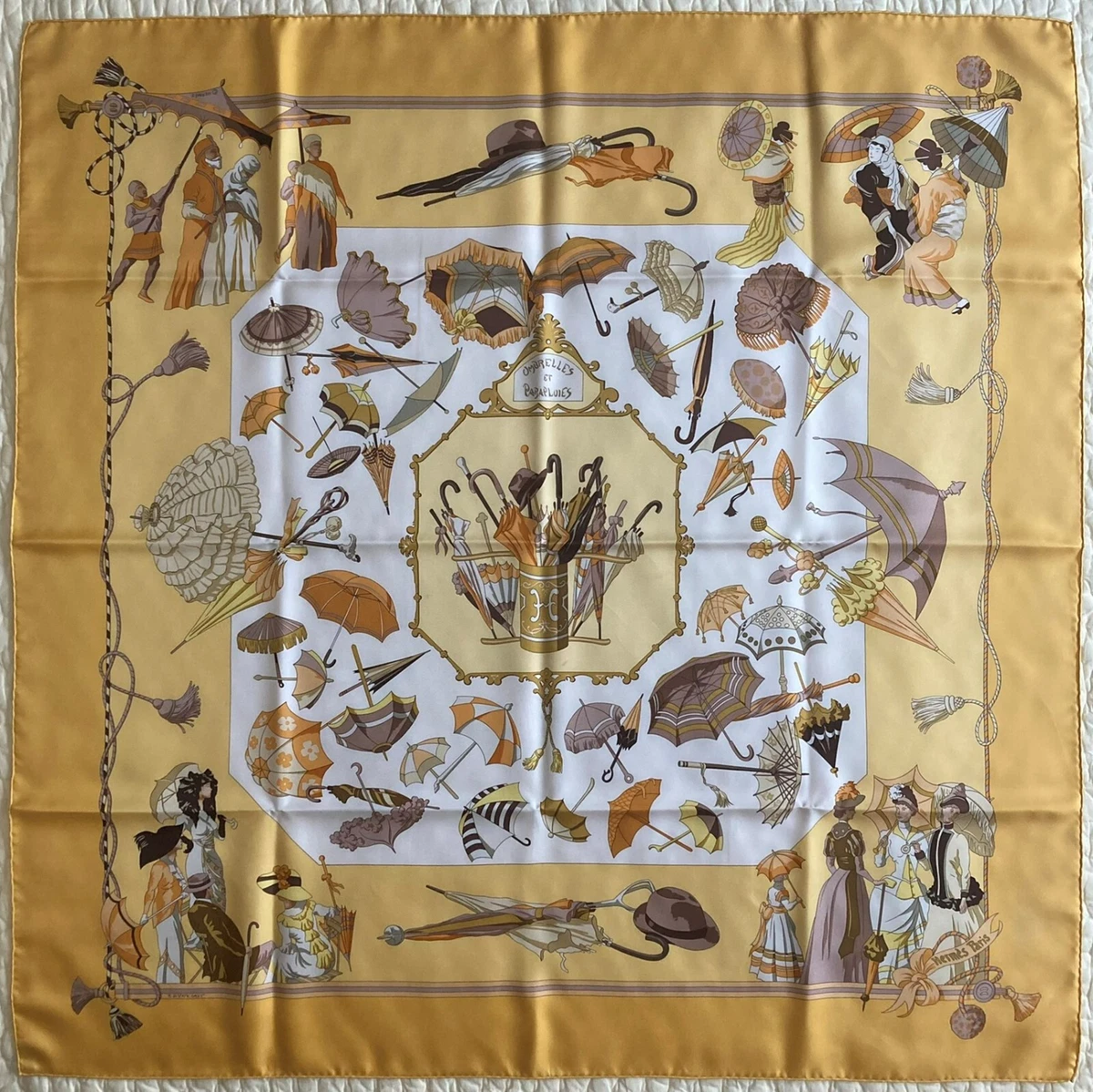 HERMES~Ombrelles et Parapluies~Hubert de Watrigant~100% Silk~Carre~Scarf~90 cm