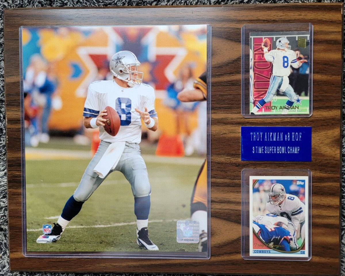 Troy Aikman DALLAS COWBOYS Framed 8X10 PHOTO with Topps