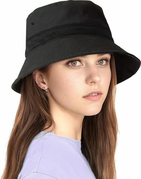 Cotton Bucket Hat for Men & Women - Sun Protection Safari Boonie Cap with Wide Brim-image