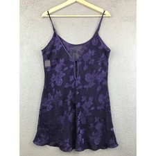 Vintage Angelique Purple Silky Sheer Chiffon Floral negligee lingerie Size M