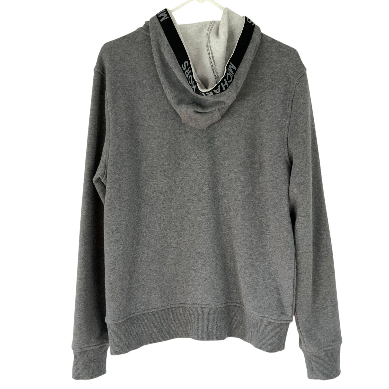 Felpa con cappuccio Michael Kors grigia manica lunga full zip coulisse taglia M