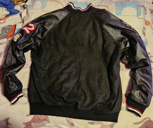 VINTAGE Ecko Unltd Black Y2K Bomber Lined Snap Patches Mens Jacket Coat sz XL! - Picture 2 of 12