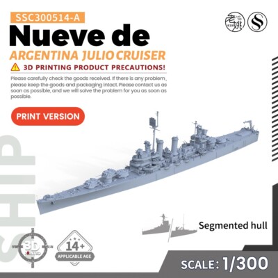 SSMODEL SSC300514-A  1/300 Military Model Kit Argentina Nueve de Julio Cruiser