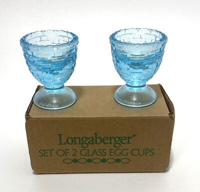 Longaberger Pottery SET OF TWO ROBINS EGG BLUE EGG CUPS New MIB
