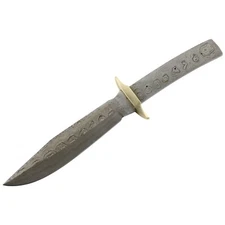 Knife Making Damascus Bowie Blade Blank Full Tang Brass Guard 12" Overall