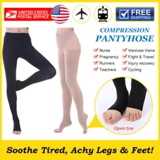 Opaque Open Toe Compression Pantyhose Support Medical Stockings Varicose Edema