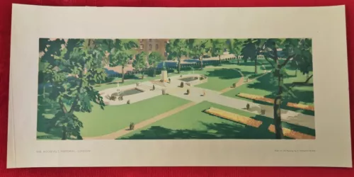 ROOSEVELT MEMORIAL LONDON ORIGINAL BR LNER RAILWAY CARRIAGE PRINT 1950s BLAKE