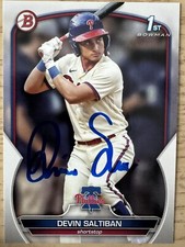 Devin Saltiban Auto Signed 2023 Bowman Draft #BD-2 Philadelphia Phillies IP