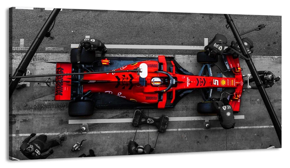 Racing red car canvas or poster print Supercar Formula 1 wall decor Pit stop art - Image 2 of 4