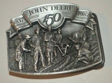 John Deere 150 Years Pewter Belt Buckle. Self-scouring Plow. 1987