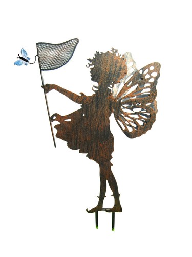 Metal Fairy Stake Butterfly Wings Welcome Wand Net Silhouette Garden Fairies - Picture 7 of 9