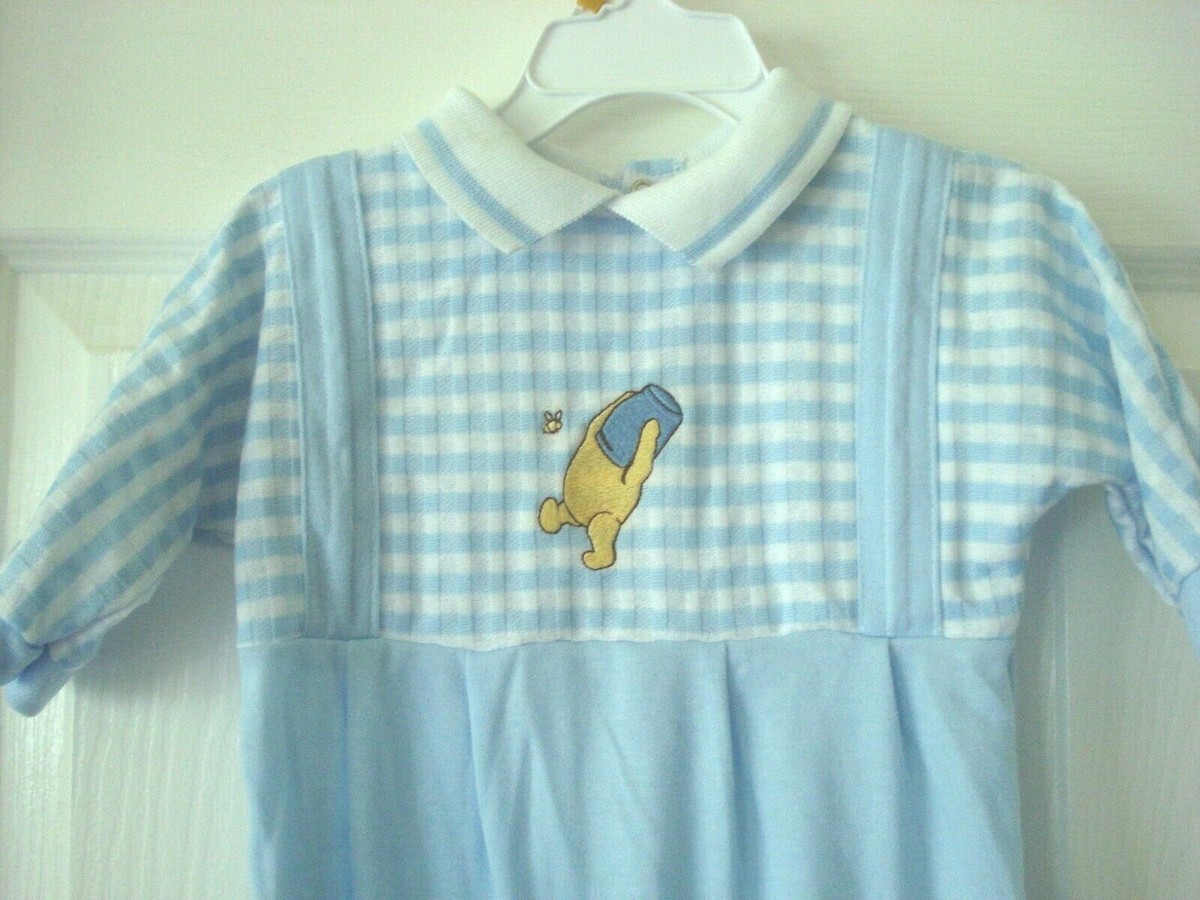 Vintage Classic Pooh Disney Infant Boy Blue One Piece Outfit 