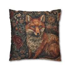 William Morris Inspired Fox Pillow Case Fox Decor Cottagecore Floral Botanical