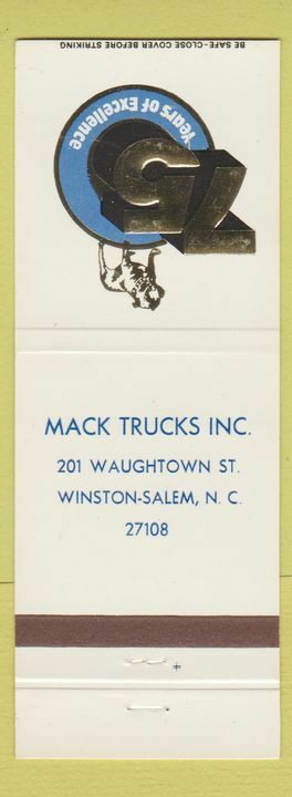 Matchbook Cover - Mack Semi Trucks Winston Salem NC-image