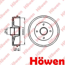 Fits Renault Clio 1998-2002 + Other Models Brake Drum Rear Howen #1