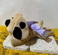 Tesco Scamp dog soft toy Chilly and Friends puppy comforter lilac scarf