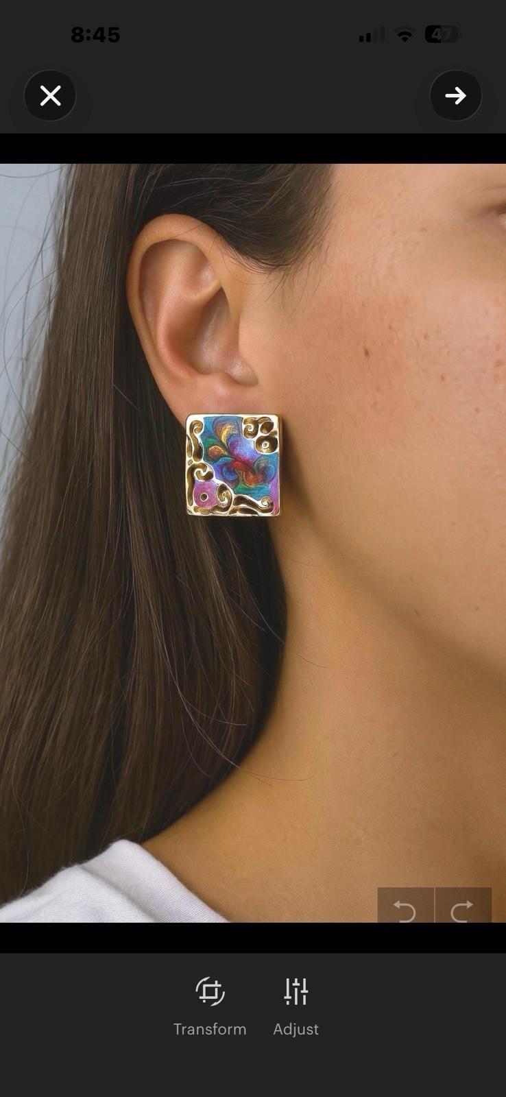 Vintage Enamel Square Stud Statement Earrings Col… - image 9