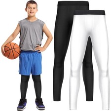 Boys' Compression Leggings 2 Pack Athletic Tights Basketball Compression Pant...