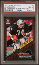2023 Optic Retro Bo Jackson 1/25 !! Black Pandora PSA 8 SHARP RARE Raiders