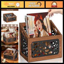 Vinyl Record Storage Crate for 70 LPs, Wooden Holder, Retro Music Organizer