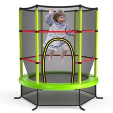 55" Kids Trampoline Bouncing Jumping Mat Recreational Trampoline W/Enclosure Net