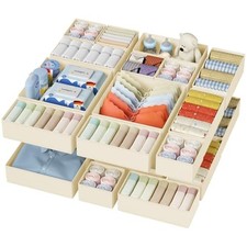 Drawer Organizer Clothes - Closet Drawer Organizer Bins for Baby 20 Pack Beige