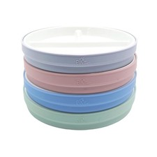 Elk and Friends Kids 7.8  Porcelain White Plates with Silicone Sleeves  Div...