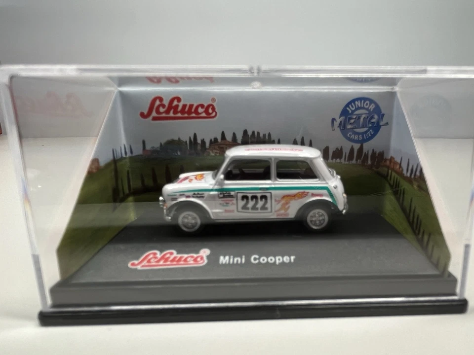 Schuco Mini Cooper 1:72 (white/car number 222) boxed - Image 4 of 4