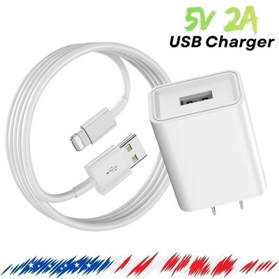 USB Wall Charger Block Fast Charging Cable For iPhone 14 13 12 11 XR XS SE 8 7 6