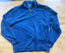 Brooks Brothers Mens L Blue Cotton Knit 1/4 Zip Mock Neck Sweatshirt Solid