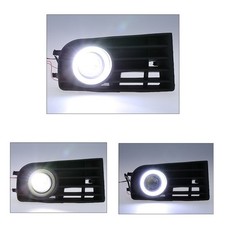White Halo Ring Fog Light Lamp Grille Grill L&R For VW Golf Mk5  Rabbit 06-09 07