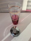 Cocktail Shaker Red W Gold Stripe Glass MCM Deco Chrome Cap — photo 5