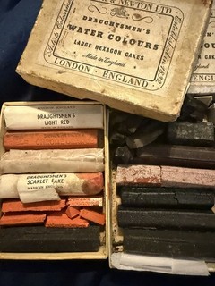 Vintage Winsor & Newton Draughtsmen’s WaterColours Large Hexagon Cakes 2 Box’s