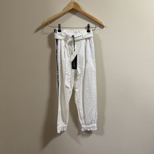 NWTMonnalisa Girls 8 White Lace Belted Jogger Pants Made In Italy Designer Lined