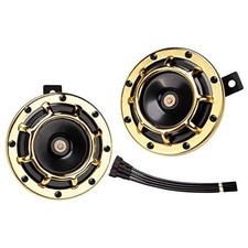 Horn Electric Car Horns 12V Loud Car Horn High/Low Tone Twin Horns Kit gold