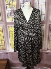 Misguided Plus Size Elegant Grey/Black Dress Tunic Long Sleeve Size 16