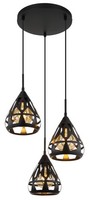 Globo H Hassan HäNgeleuchte Metall Schwarz Matt, 3X E27, 120 Cm, IP20, 230 V