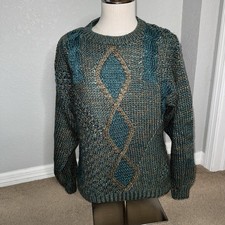 Vintage Peter England Sweater Adult LargMulticolor Geometric Knit Wool Blend 90s