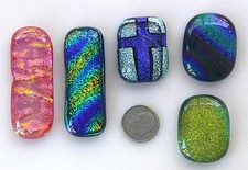 dichroic glass cabochon lot of 5 fused COE90 hand made crafted