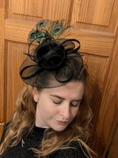 Peacock Feather Fascinator Hand Made Headwear Occasions Wedding Races