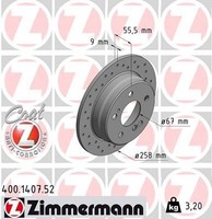 2X Zimmermann Bremsscheibe 400.1407.52 FüR MERCEDES-BENZ
