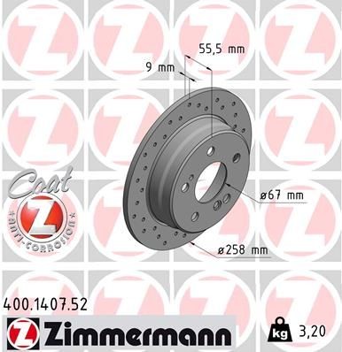 2X Zimmermann Bremsscheibe 400.1407.52 FüR MERCEDES-BENZ-image