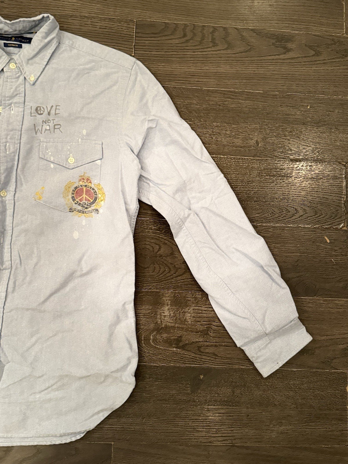 Ralph Lauren Blue Oxford Graphic Shirt Size M Button Down Men's  CUSTOM FIT image 7
