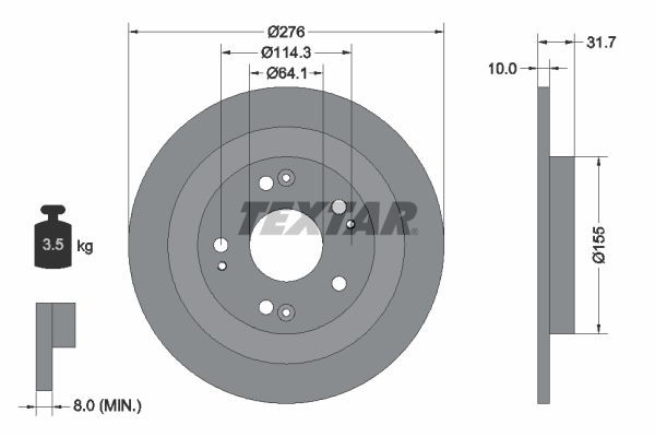 2X Bremsscheibe Hinten Textar 92252603 FÜR Honda Bremsscheiben Scheibenbremse-image