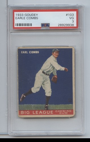 1933 Goudey Earle Combs #103 PSA 3