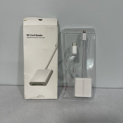 SD Card Adapter Reader For Micro SD and Standard SD Cards, lightning or USB-C 