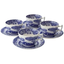 NEW Spode Blue Italian Breakfast Cup & Saucer Set 8pce