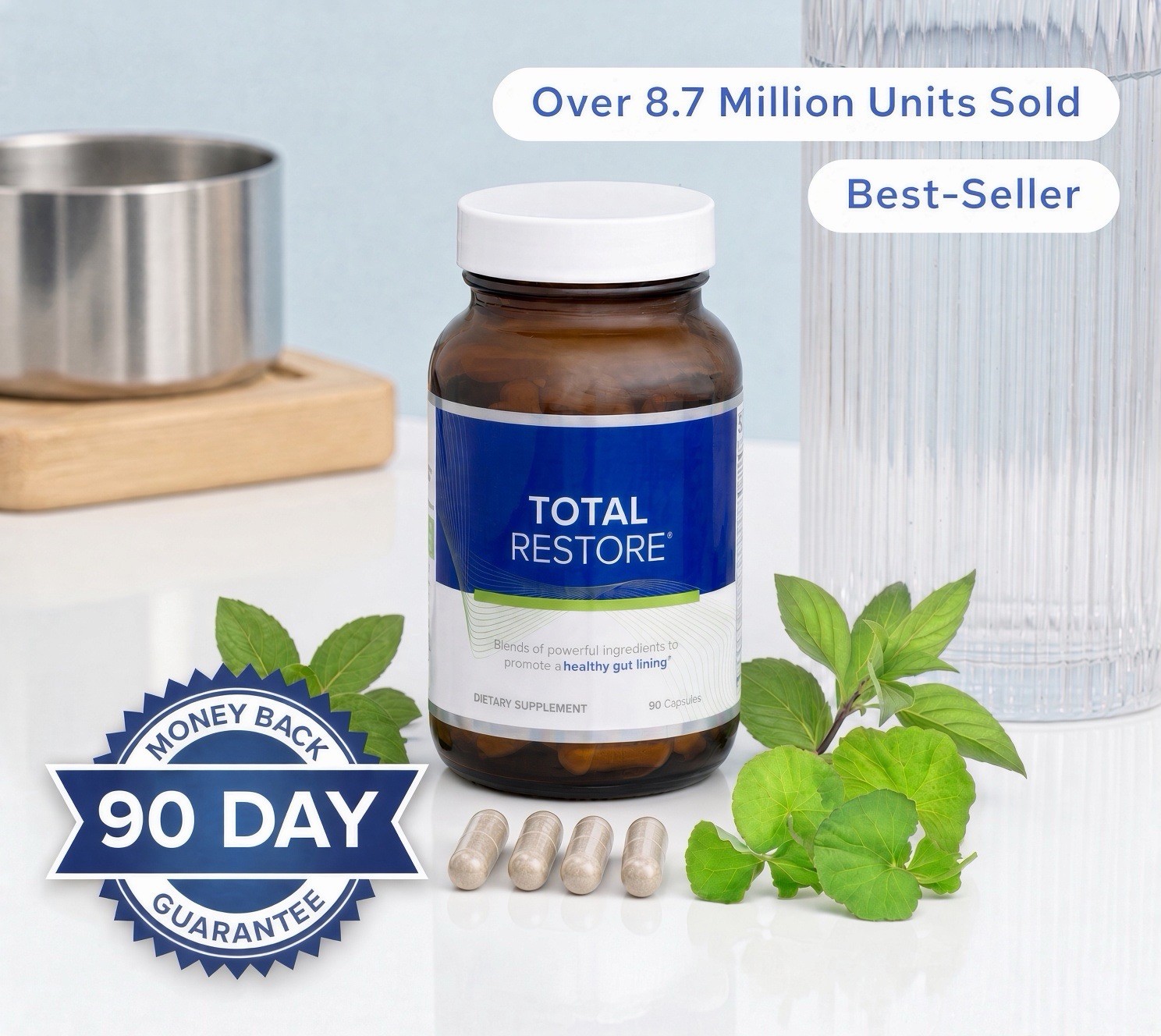 Total Restores Gut Lining Support & Digestive Health, 90 Capsules 80% Off