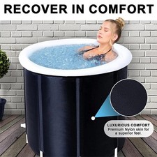 Portable Ice Bath Folding Bathtub Inflatable Cold Therapy Hot Tub Spa Massage UK